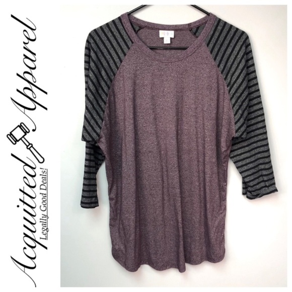 LuLaRoe Tops - LuLaRoe Classic Burgundy Striped Gray Black Tee